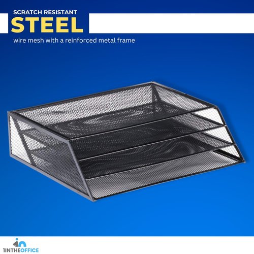 1InTheOffice 3 Tiers File Folder Organizer, Desk Sorter, Black Mesh