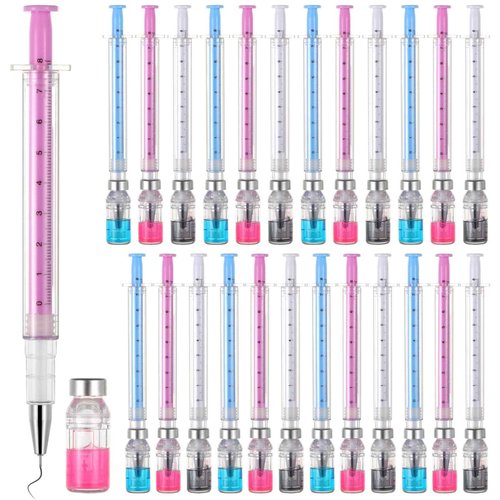 Tideme 276 Pcs Syringe Pens Bulk 3 Colors Novelty Nurse Pens 240 Sheets Adhesive Notes 0.5 mm Black Ink Ballpoint Pen Fun Gifts for Halloween Party Favors, School Supplies, Birthdays