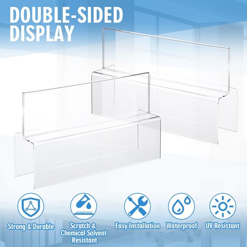Anglechic 4 Pcs Double Sided Acrylic Cubicle Name Plate Holders Clear Plastic Name Plate Sign for Office Home Classroom Library, 8.5 × 2.5 × 2.25 Inch