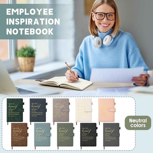 Roowest 10 Pcs Employees Appreciation Gifts Motivational A5 Leather Journal Notepad for Coworker Dsp Week Medical Assistant Leadership Teacher Thank You Gift(Morandi Colors,Inspirational)