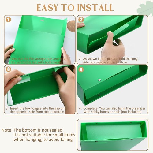 Teling 6-Piece Wall Mount File Holder No Drilling, 6 Colors: Red, Green, Blue, Black, Orange, Rose Red - Polypropylene (PP) Material - Wall Organizer, Letter Holder for Home, Office, School Supplies