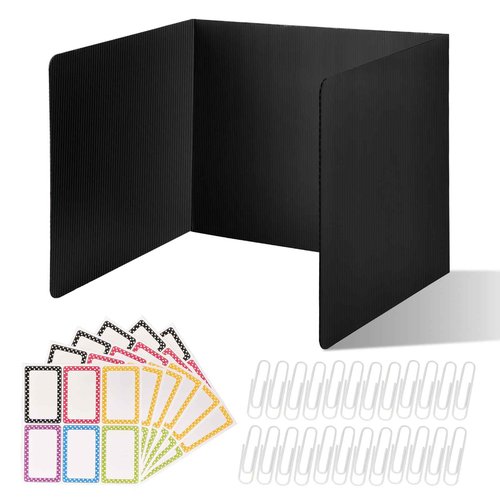 ZYINOZOC 24 Pack Desk Dividers for Students,3-Fold Privacy Screens,Testing Dividers for Classroom Waterproof,Plastic Easy Clean Privacy Shields for Student Includes Extra Labels