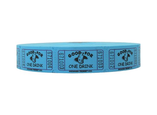 INDIANA TICKET CO. Blue Drink Roll Tickets, 2000 per Roll, Single Roll, 1x2 Tickets Admission, Events, Fundraisers & Prizes