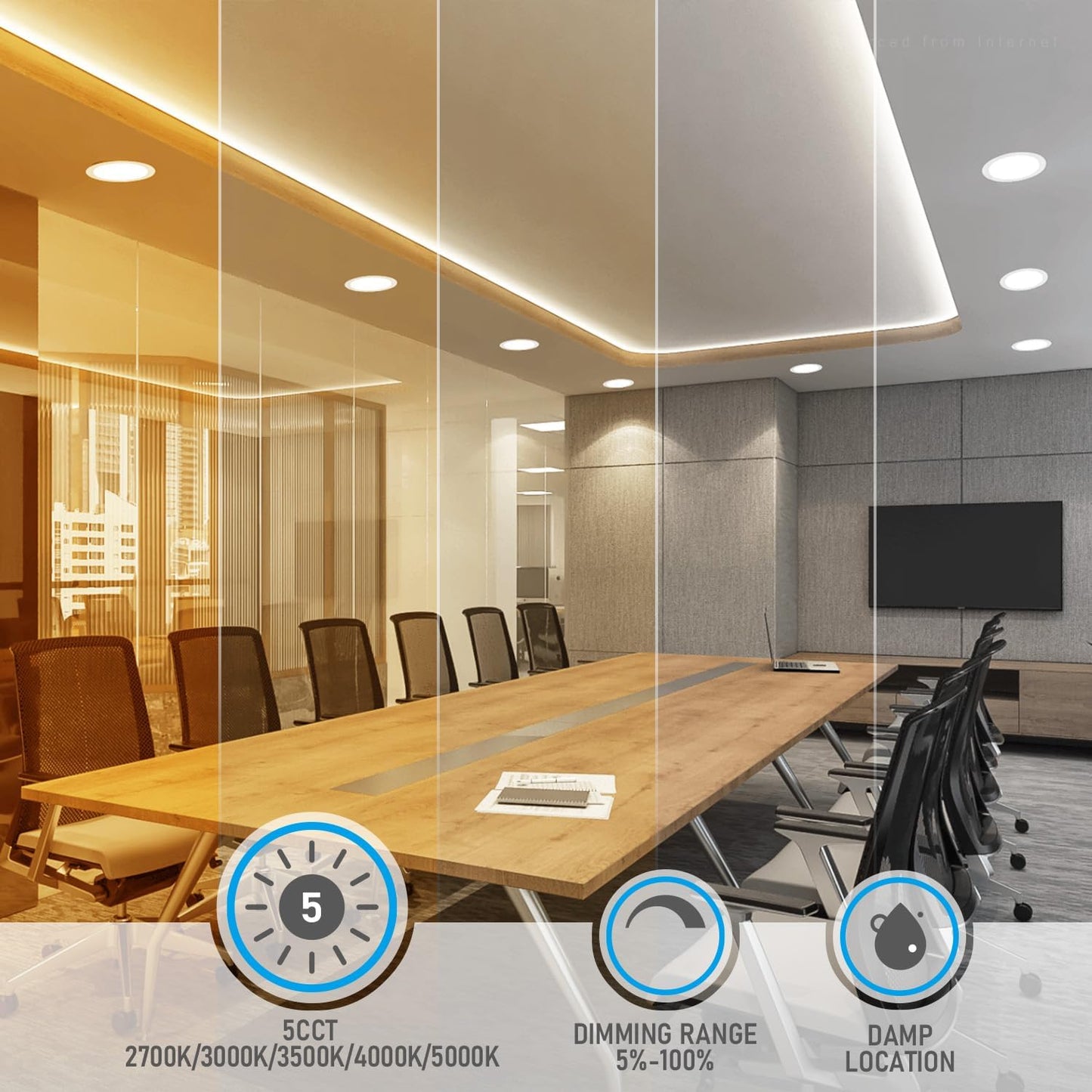 **TORCHSTAR 8-Inch Ultra-Thin LED Recessed Ceiling Light - 5CCT Selectable, Dimmable, Pack of 6**