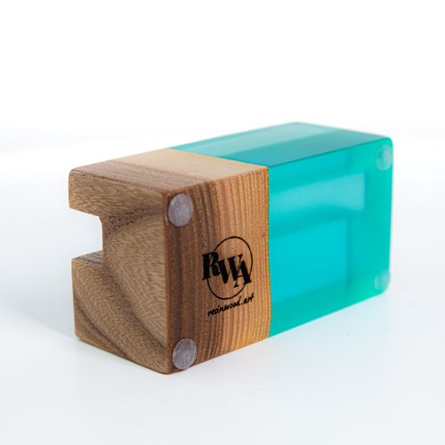 RWA Business Card Holder for Men & Women - Handcrafted Epoxy & Wood, Stylish & Durable Business Card Organizer, Premium Business Card Holders Desk Accessory for Professionals - ELEMENT aqua/dark