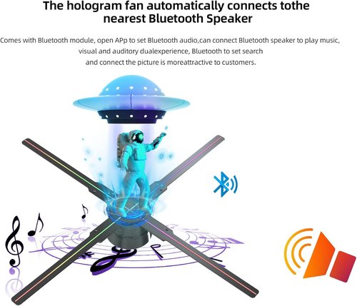 Skiennix 3D Hologram Fan - HD LED Projector with Bluetooth Remote & 700 Video Library | 46CM
