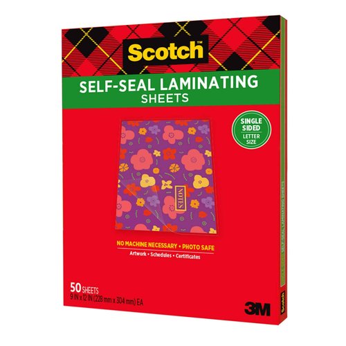 Scotch® Laminating Sheets, 9 in x 12 in, Letter Size Single Sided (Pack of 2)