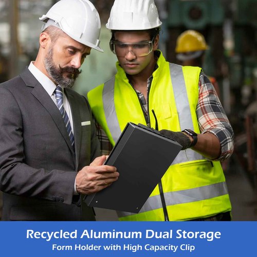 Janlaugh 2 Pieces Metal Storage Clipboard Letter Size Heavy Duty Aluminum Clip Board 14'' x 9.06'' x 2.95'' Contractor Clipboard Dual Storage Form Holder Paper Holder with High Capacity Clip