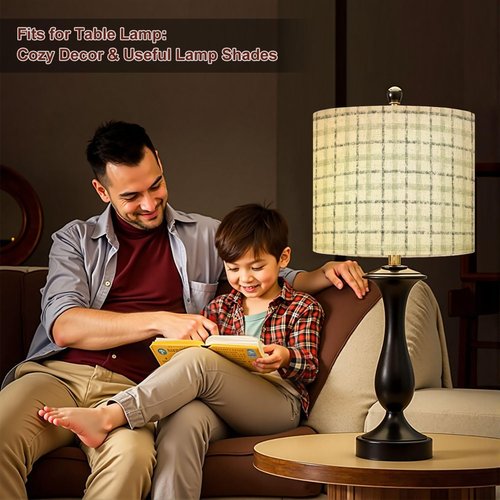 Lampshades Sage Green Lamp Shades Boho 1 Pack watercolor sage green brush stroke striped gingham pliad Light Shade for Table Lamps Floor Lamps Drum Lamp Shades Lampshade Replacement