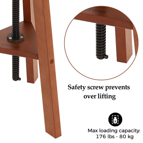 VISWIN Adjustable Drafting Stool for Artists & Adults, 19"-26" Height Solid Beech Wood Art Stool for Studio, Swivel Drafting Chair for Drawing, Home Use, Office, Kitchen