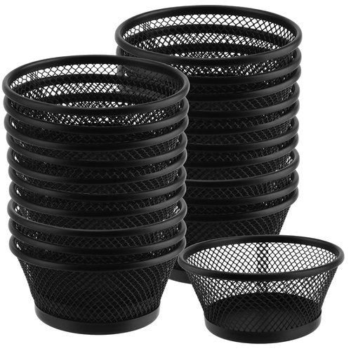 PINGEUI 20 Pack Paper Clip Holder, Metal Paperclip Holder Black Desk Paperclip Mesh Holder Binder Clip Dispenser, Round Paper Clip Holder Bulk Mesh Paper Clip Holder for Desk, Office Supplies
