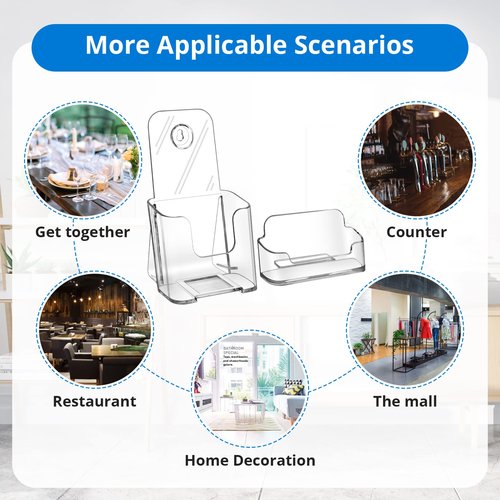 Zavekia Acrylic Brochure Organizer. 4 Inch Wide, Clear Countertop & Wall Mount Literature Holder (6 Pack)