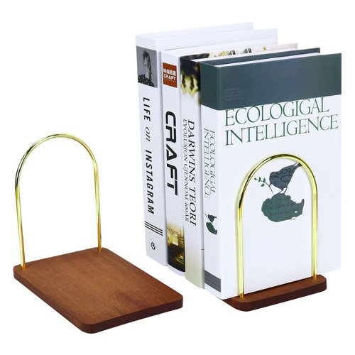 Multibey Ebony Wood Book Ends for Shelve, Large Decorative Bookends for Heavy Books, Non-Skid Wooden Book Stopper for Home Office Desk,1 Pair