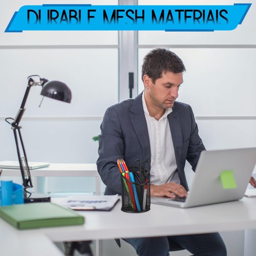 Sherr 4 Pack Mesh Pencil Holder Metal Pen Cup for Desk Round Pen Holder with 3 Compartments Desktop Pencil Organizer for Office Home School Tabletop