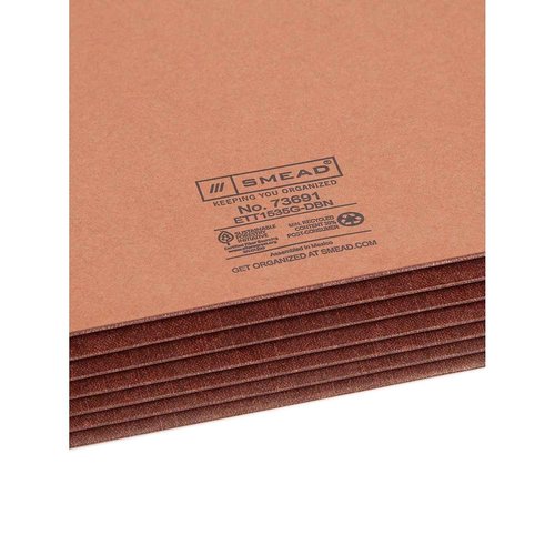 Smead End Tab Pocket, Reinforced Straight-Cut Tab, 5-1/4" Expansion, Extra Wide Letter Size, Redrope with Dark Brown Gusset, 10 per Box (73691)