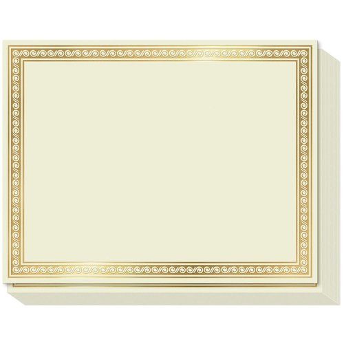 Sweetzer & Orange 50 Certificate Paper 8.5 x 11 for Printing, 180gsm Cardstock Gold Border Award Certificates Paper for Completion of Graduation Diploma, Employee of The Month & Sports Achievements