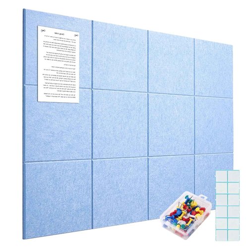ZITUZY 12 Pieces Corkboards for Wall, 18 * 18 in Bulletin Board Decorations with Safe Removable Adhesive Tabs, Cork Wall Tiles Cork Board, for School, Home, Kitchen, Office (Blue)