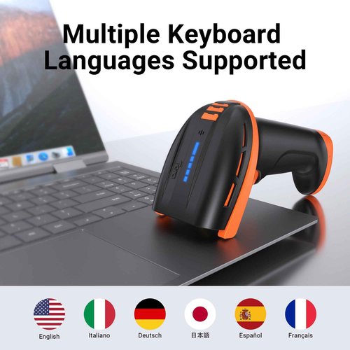 Tera Pro Barcode Scanner with Power Switch Battery Level Indicator Replaceable Battery Wall Mountable Stand 1D 2D QR Works with Bluetooth 2.4G Wireless USB Wired Bar Code Reader D6100