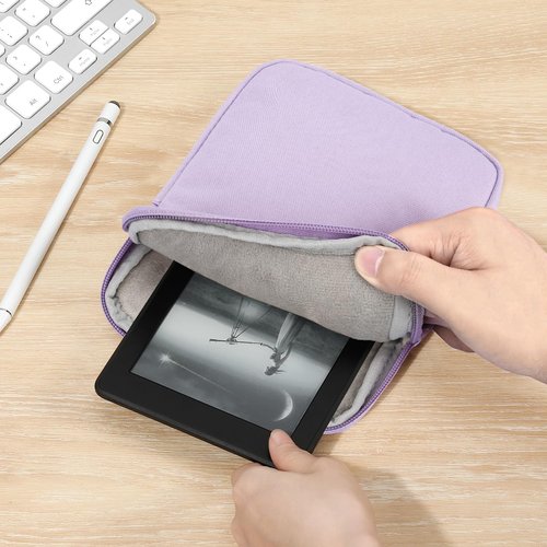 Dadanism 6-7 Inch Universal Padded Sleeve for 7" Colorsoft Signature Edition eReader 2024 and 6" eReader Book, Protective Sleeve Pouch Bag Carrying Case for Kobo E-Reader, Grey Purple