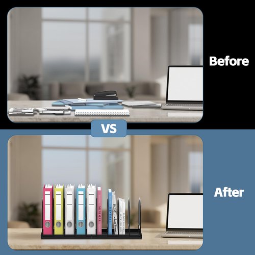SUPEASY File Organizer for Desk, 9-Section Mesh Desk Organizer, Vertical File Holder Desktop Organizer File Sorter, File Folder Holder for Office Supplies, Black