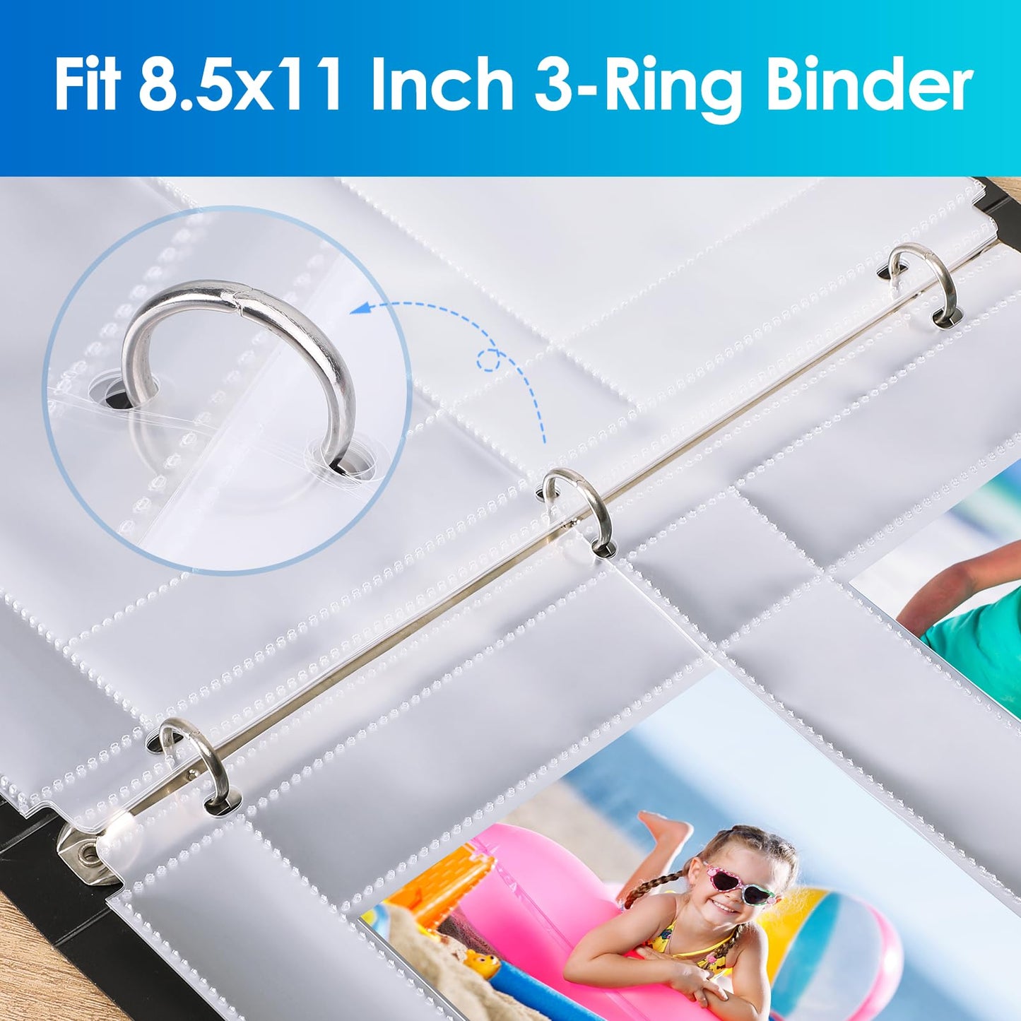 MaxGear 30 Pack 4x6 Photo Sleeves for 3 Ring Binder (120 Pictures),2 Pocket