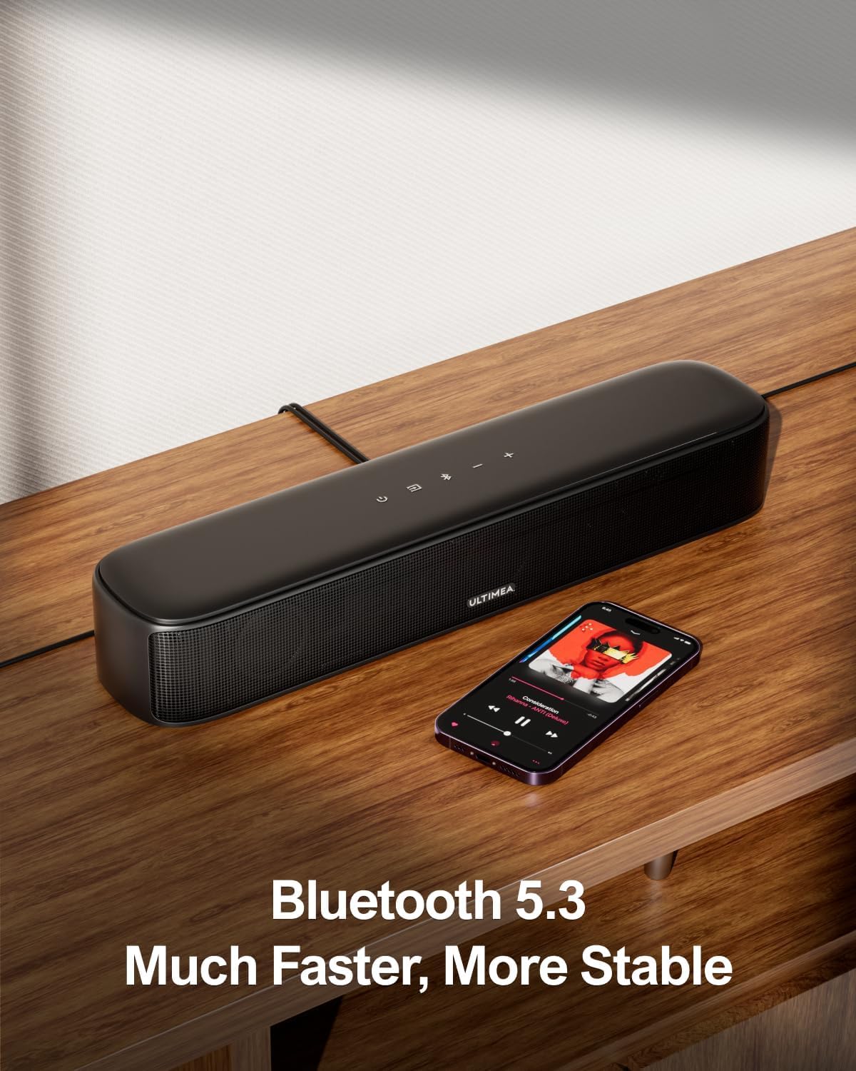 ULTIMEA 7.1ch Sound Bar with Subwoofer, Virtual Surround Sound System for TV, Sound Bar for Smart TV with 4 Surround Speakers, Peak Power 330W, TV Soundbar with App Control, Opt/AUX/BT, Aura A40