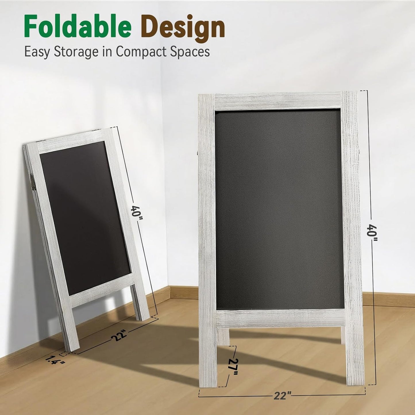 TEAKMAMA Chalkboard Signs - 40x20 Double-Sided A-Frame Easel for Outdoor Business & Weddings - White