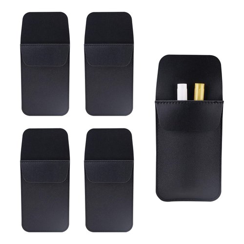 5 PCS Black Pocket Protector, Leather Pen Pouch Holder Organizer Pocket Pouch for Men Pocket Shirt, Pen Pocket Holder for School Office Hospital Supplies (Black)
