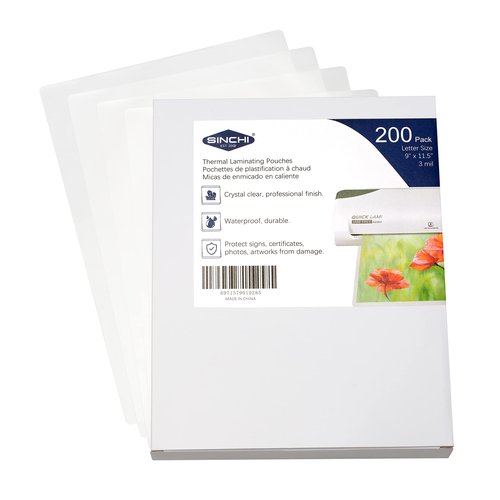 SINCHI 40-Second Warm-up, 3-5 mil, 13-inch Laminator & 3 Mil 200 Pack & 5 Mil 100 Pack Laminating Sheets