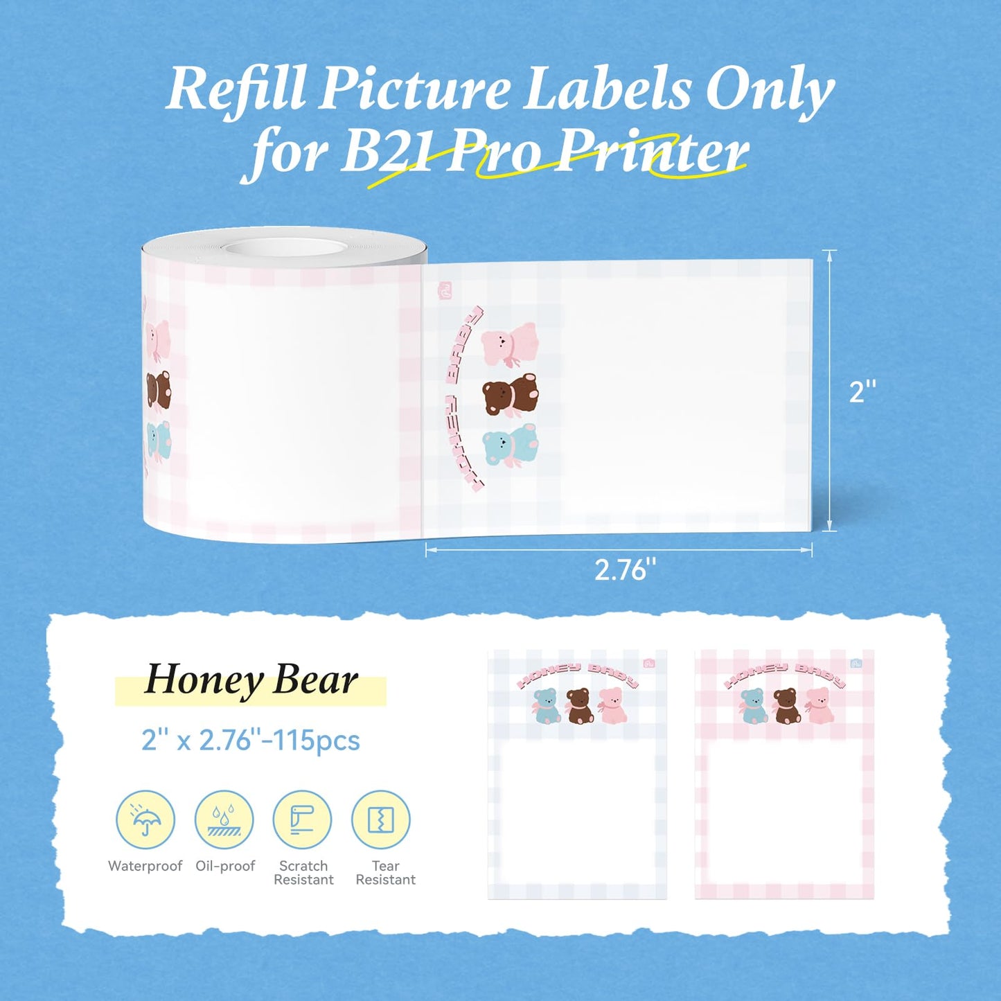 NIIMBOT Photo Labels– Print HD Thermal Labels(2''x2.76'', 50x70mm) for Memories, Notes, Lists & DIY Projects – Compatible with Pro Series Label Makers