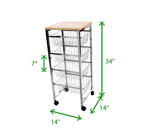 Mind Reader Stainless Steel Mobile Kitchen Cart, Bar Cart, Office Cart, Utility Cart