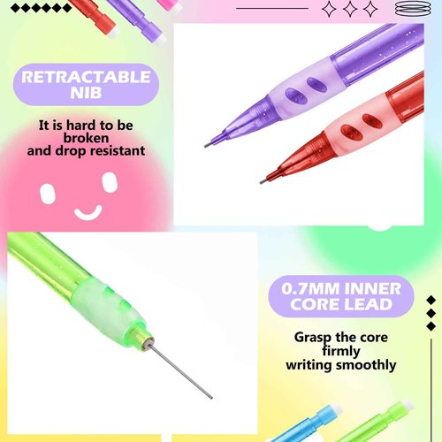 Fuyoooo 250 Pcs Mini Mechanical Pencils Automatic Pencils with Erasers 0.7 mm Small Point for Writing Drawing Sketching Home Office School Supplies