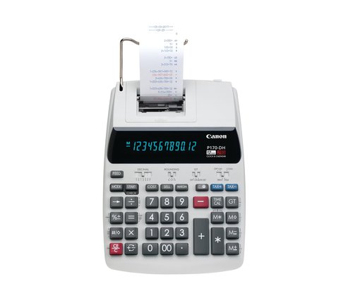 Canon Office Products 2204C001 Canon P170-DH-3 Desktop Printing Calculator with Currency Conversion, Clock & Calendar, and Time Calculation, Black/White/Silver, 14.60 Inch x 9.60 Inch x 3.00 Inch