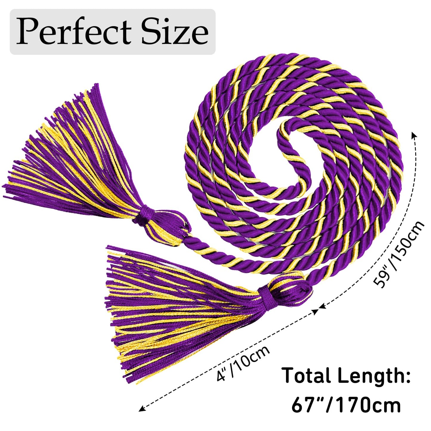 Graduation Honor Cords Purple and Gold Graduation Cords with Tassels, 67" Long for Graduation Students