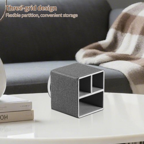 YAPISHI Remote Control Holder, 360° Swivel TV Remote Holder for Table, PU Leather Remotes Caddy, Nightstand Organizer for Media Controllers/Makeup/Office Supplies, Bedside Decorations for Living Room