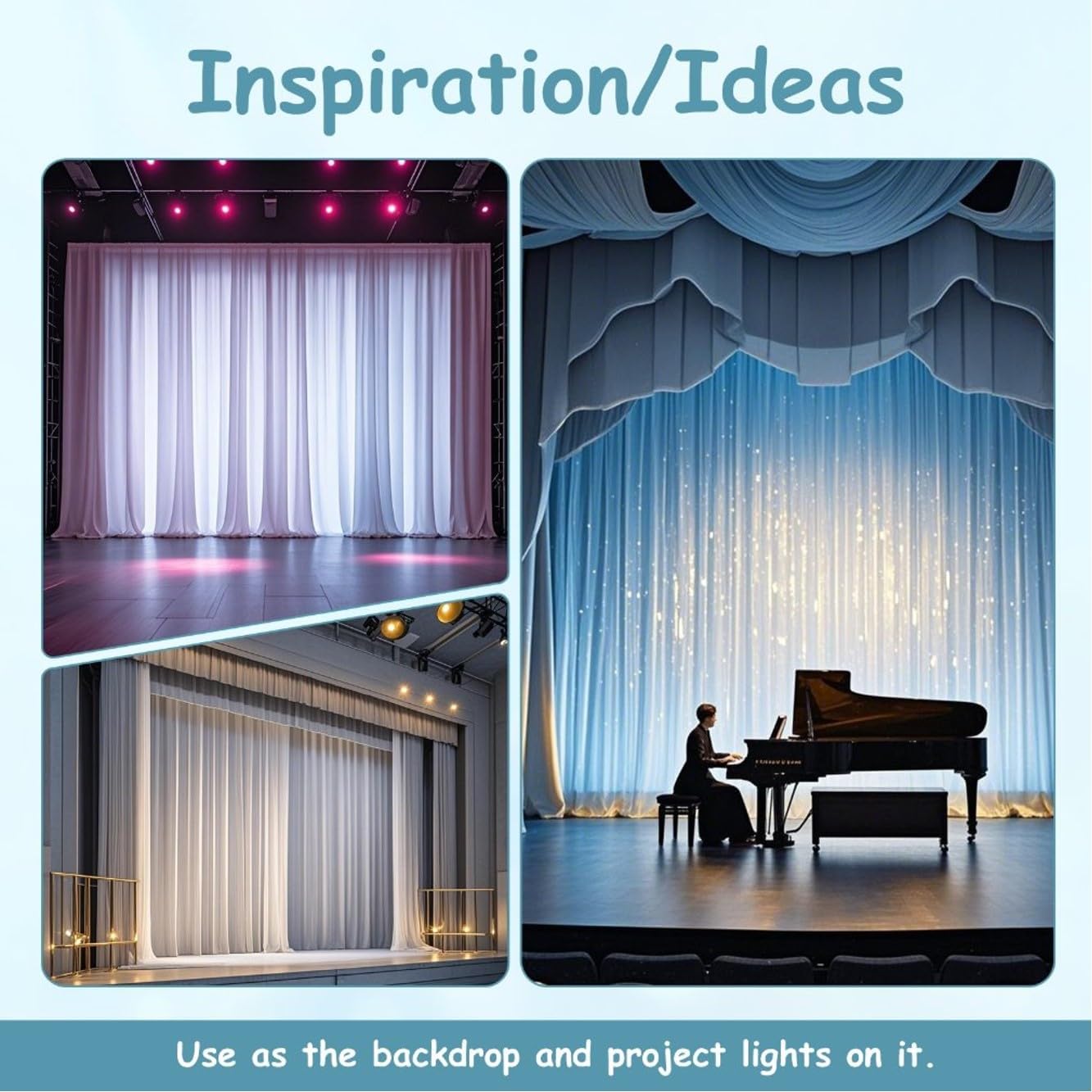 Urby Backdrop - Extra Wide Blackout Curtains Made of Chiffon Tulle & Polyester | White, 20 x 8 Ft