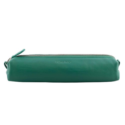 DiLoro Leather Zippered Fountain Ballpoint Rollerball Pens and Pencils Case Holder Pouch Genuine Full Grain Soft Nappa Leather (Light Green)