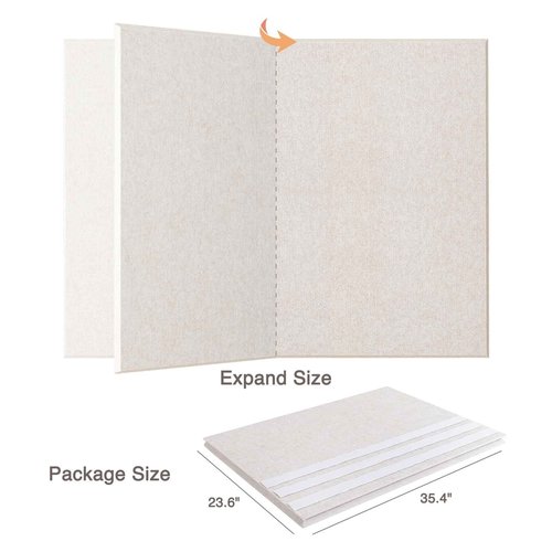 Thickened Bulletin Board - 47 x 35 Inches, Decorative Felt Board Pin Board for Wall - 4' x 3' Foldable Photo Display Board with Self-Adhesive Tape, Includes 20 Push Pins - Oatmeal