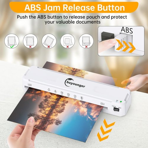 Buyounger Laminator Machine - A3 Thermal & Cold Laminator with 30 Sheets | Fast Warm-Up, 13 Inch for Home & Office