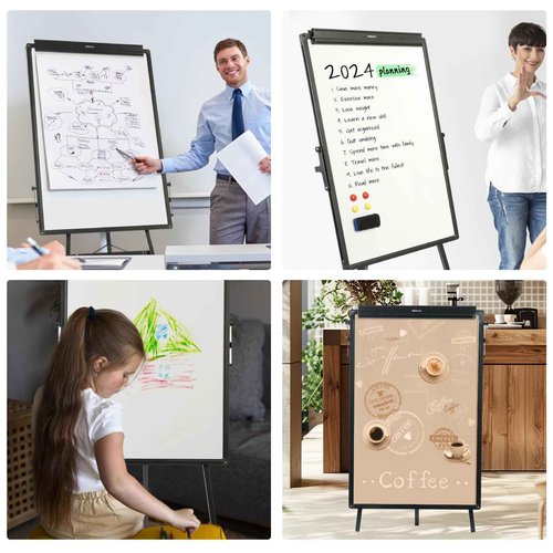 M&G Dry Erase Board with Stand, Magnetic Portable Standing Whiteboard Easel with Adjustable Height for Office Display School Classroom Teaching, 36x24in, Black
