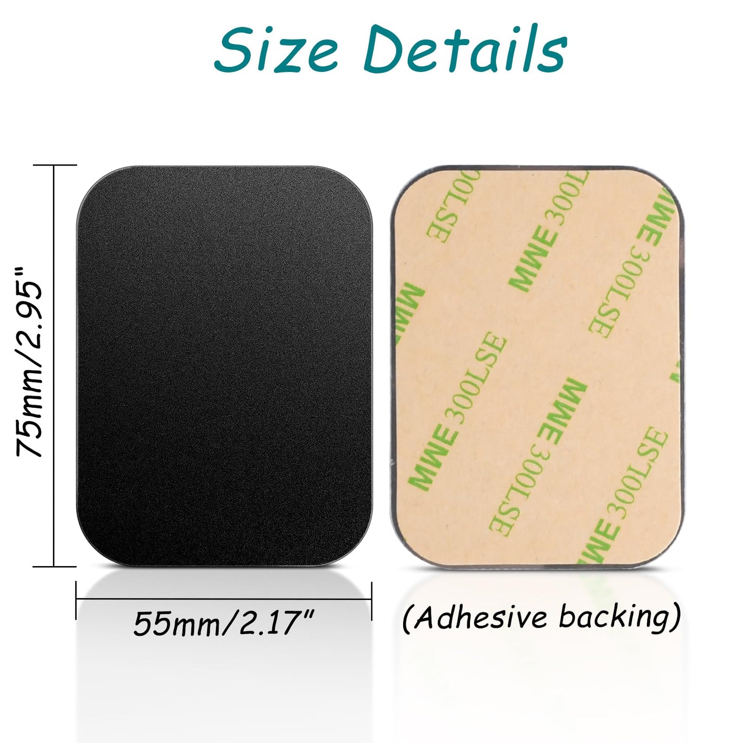 Mount Metal Plate with Adhesive for Magnetic Phone Car Mount Holder, 20 Pack Universal Replacement Metal Plates Black Rectangular Iron Stickers Steel Sheets Compatible with Magnetic Mounts, 75x55 mm