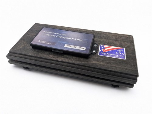 Crime Scene Folding Fingerprinting Kit - 100 FD-258 Cards - Card Holder - Mounted to a Folding Wooden Base - XL Ink Pad