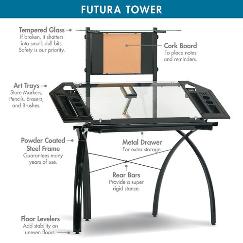 Studio Designs Futura Tower in Black with Clear Glass