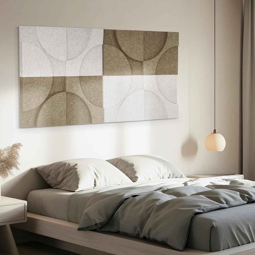 DOLLAR BOSS Acoustic Wall Panels 8 Pack 12" x 12" Wall Art Sound Proof Panels 3D Carving Decorative Sound Absorbing Panels for Walls for Recording Studio Office Home, Latte & Beige