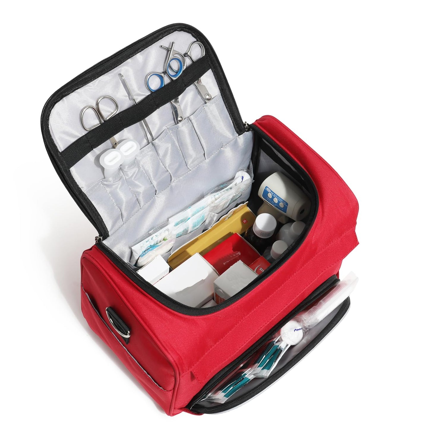 BNYYUG Empty Red First Responder Bag On Call Trauma Bag EMT First Aid Carrier for Paramedics and Emergency Medical Supplies Kit (Red)