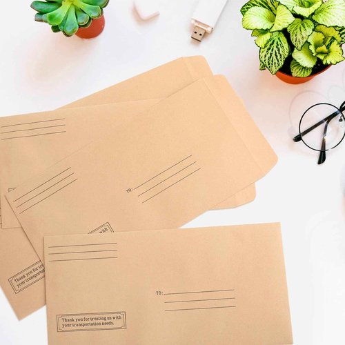 Feifeiya 200 Pcs License Plate Envelopes 13 x 6.5 Inch Brown Kraft Mailing Envelopes for License Plate Pictures Business Documents Invitation Cards (Fresh)