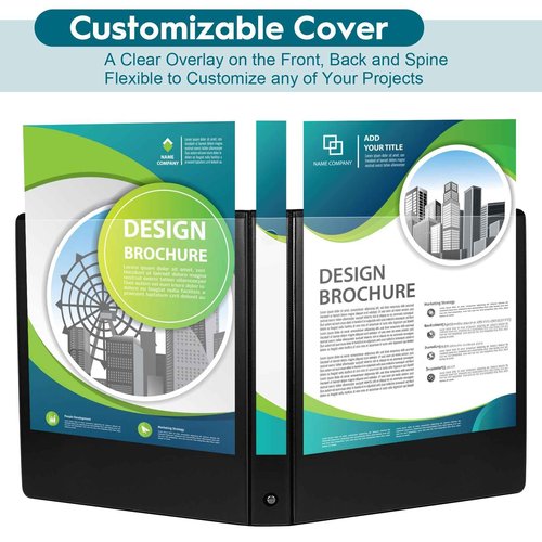 1'' Economy 3-Ring Binders, 1-inch Round Rings, Holds 200 Sheets US Letter Size, ClearVue Presentation View, Non-Stick, Black (12)