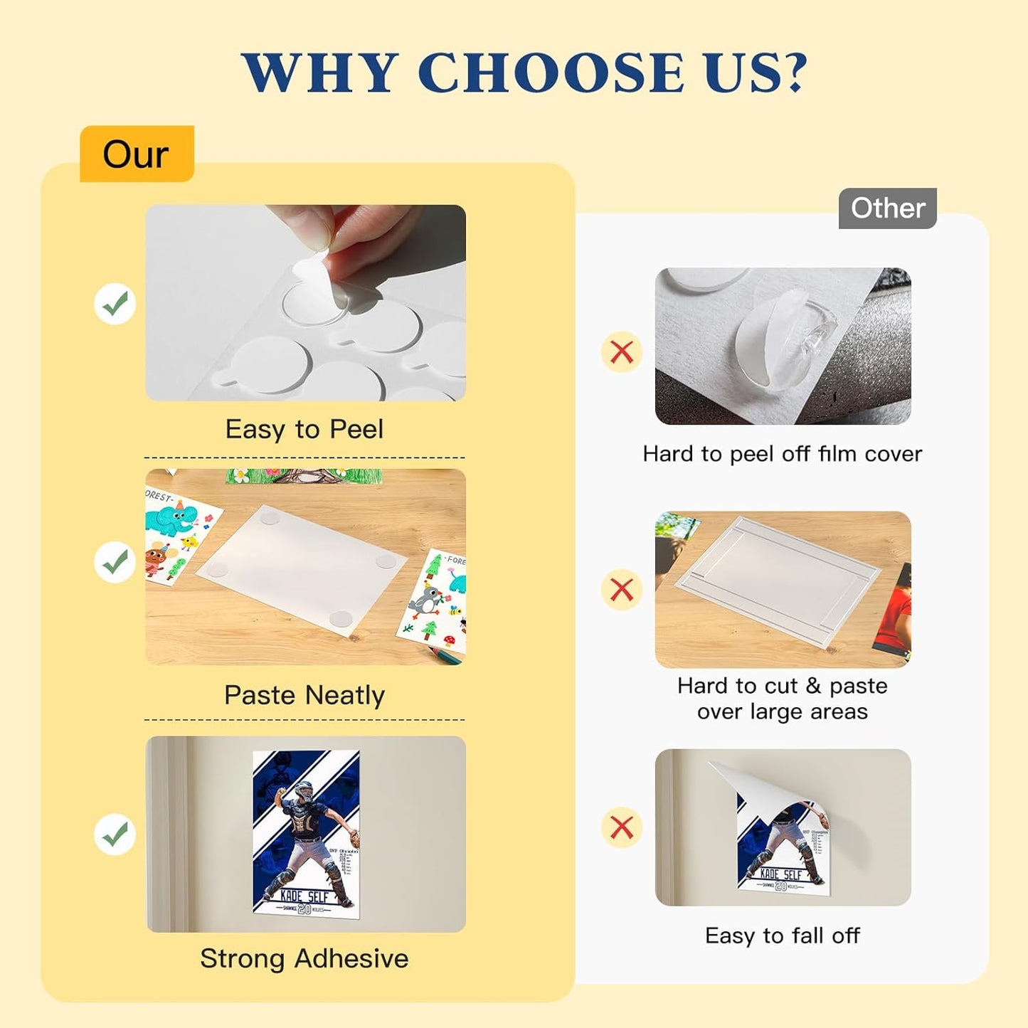 Vimiroo Clear Sticky Dots - Heavy Duty Removable Adhesive Strips for Walls | 168 Double-Sided Tape Dots