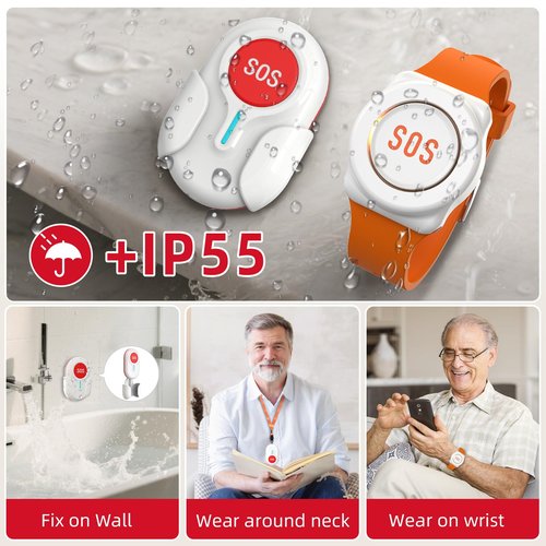 CallToU Wi-Fi Wireless Caregiver Pager Call Button for Elderly at Home , APP Emergency Alert for Seniors, Patients, and The Disabled (TY02BL-US 2-1)