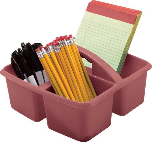 Teacher Created Resources Deep Rose Portable Plastic Storage Caddy 6-Pack for Classrooms, Kids Room, and Office Organization, 3 Compartments